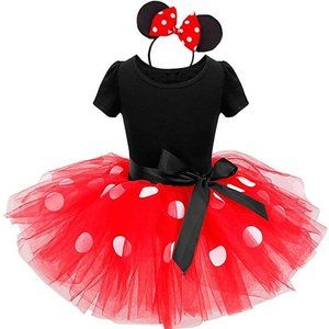 6-12Mos Minnie Mouse Dress and Ears Headband